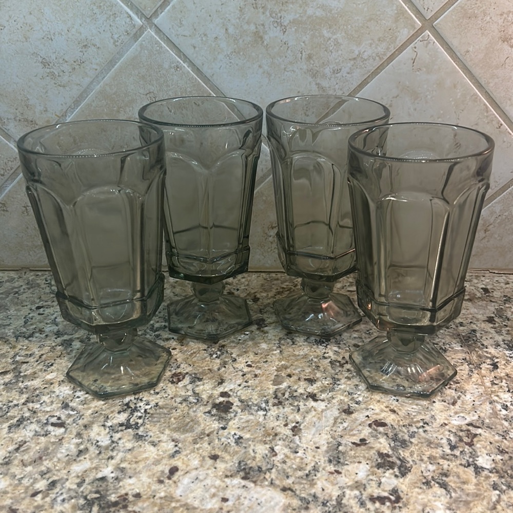 Vintage Fostoria smoke brown iced tea goblets set of 4